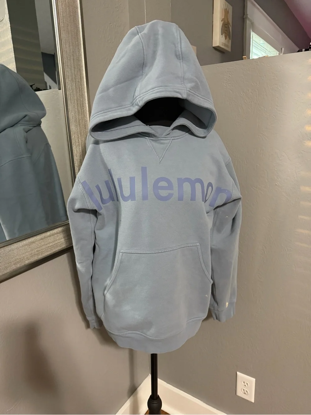 Lululemon All Yours Hoodie Chambray Logo Hooded Athletic Sweater Size 8.